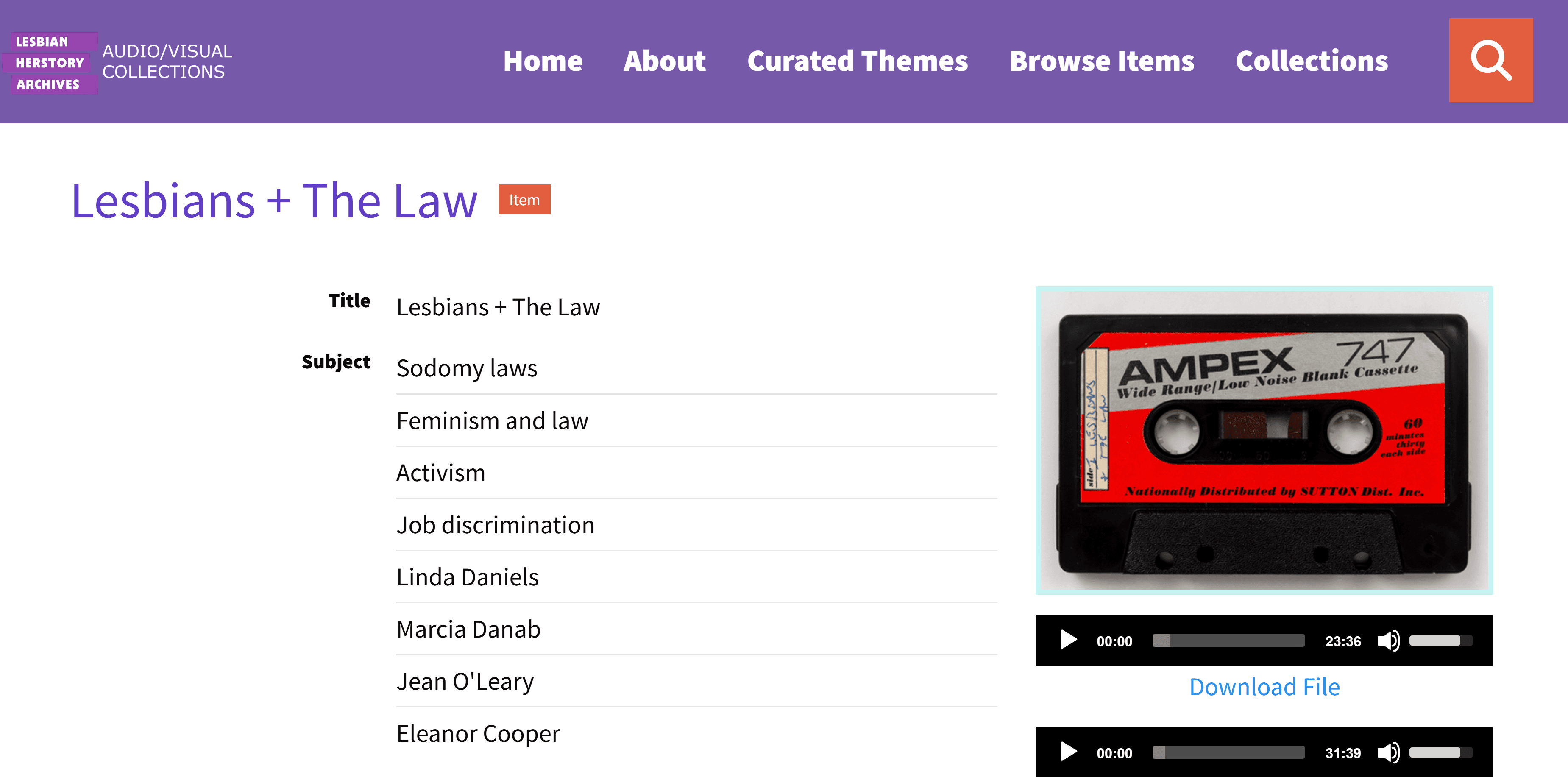 Lesbian Herstory Archives AudioVisual Collection: Metadata Group Report